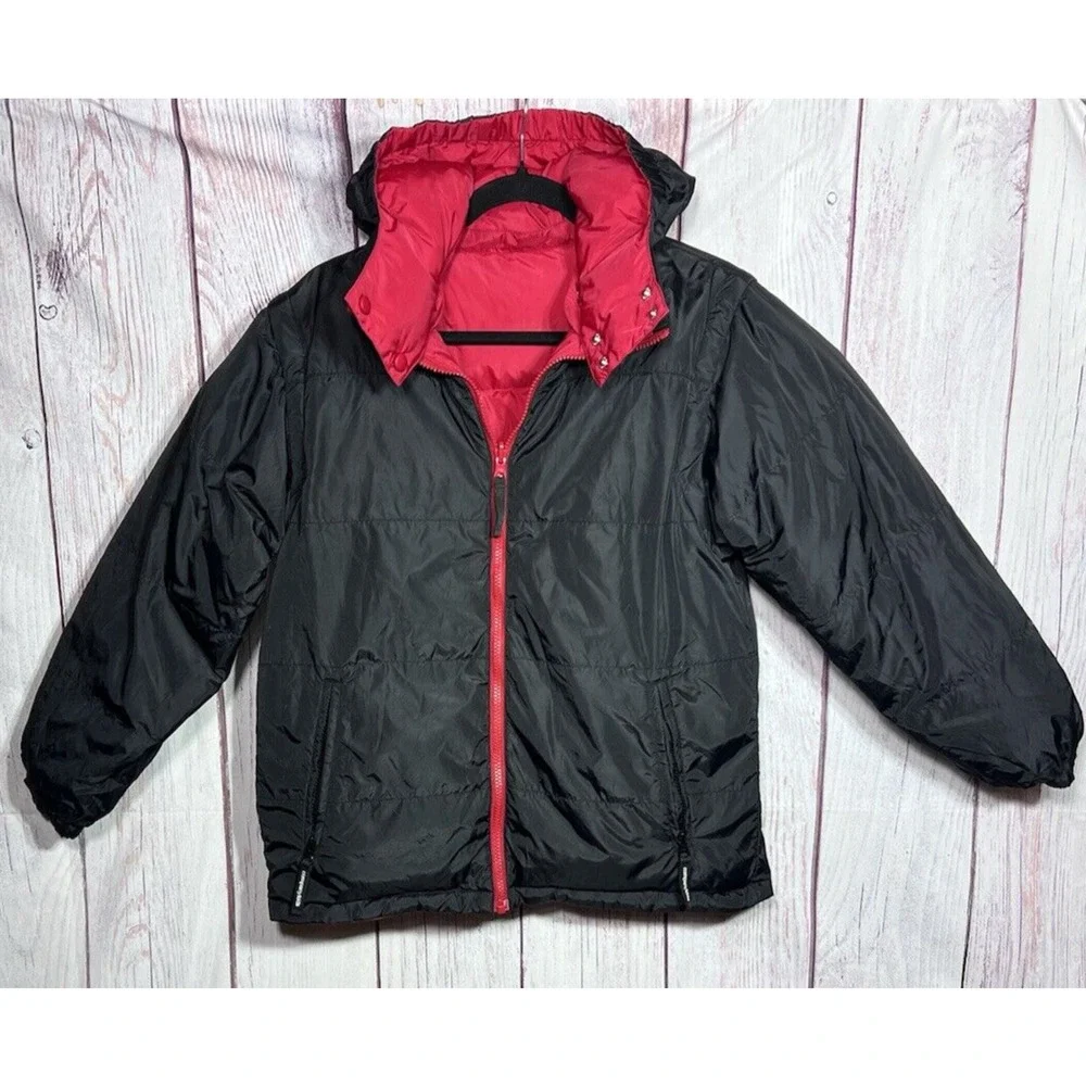 Companykids Reversible Down Filled Jacket Coat Red Black Size 14-16 Large